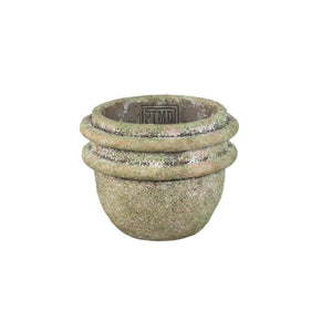 Flower pot – Double rim structure, Round shape, Green surface, Cement material, S – Almeda | PTMD