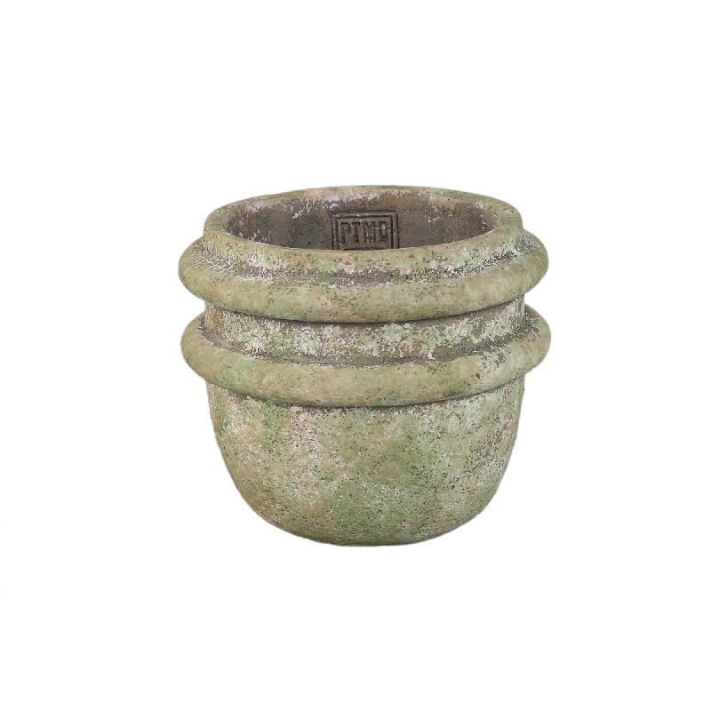 Flowerpot – Double Rim Structure, Round Shape, Green Surface, Cement Material, M – Almeda | PTMD