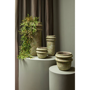 Vase – Double Rim Structure, Tall Form, Green Surface, Cement Material, S – Almeda | PTMD
