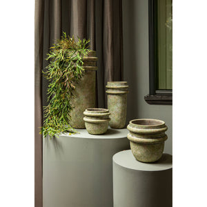 Vase – Double Rim Structure, Tall Form, Green Surface, Cement Material, S – Almeda | PTMD