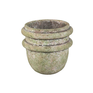 Flower Pot – Double Rim Structure, Round Shape, Green Surface, Cement Material, L – Almeda | PTMD