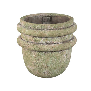 Flower Pot – Double Rim Structure, Round Shape, Green Surface, Cement Material, XL – Almeda | PTMD