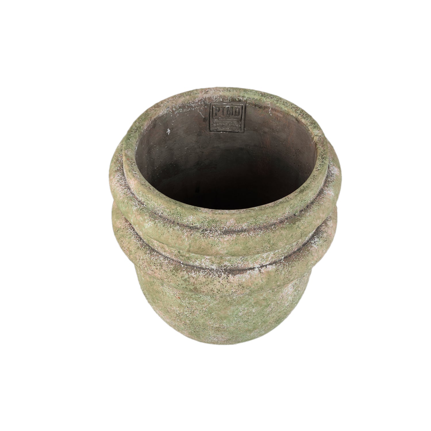 Flowerpot – Double Rim Structure, Round Shape, Green Surface, Cement Material, M – Almeda | PTMD