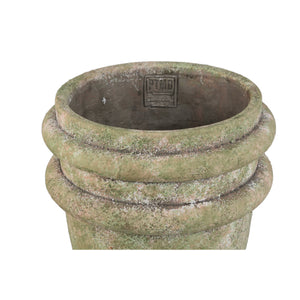 Flowerpot – Double Rim Structure, Round Shape, Green Surface, Cement Material, M – Almeda | PTMD