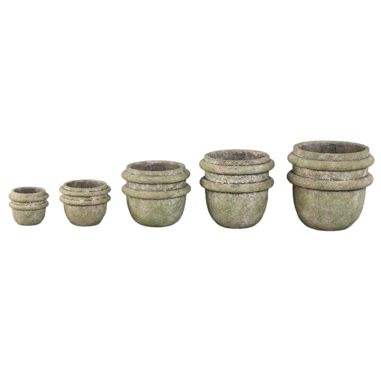 Flowerpot – Double Rim Structure, Round Shape, Green Surface, Cement Material, M – Almeda | PTMD