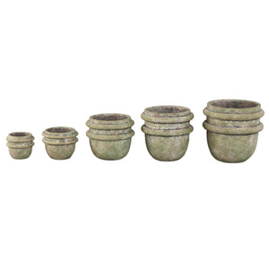 Flowerpot – Double Rim Structure, Round Shape, Green Surface, Cement Material, M – Almeda | PTMD