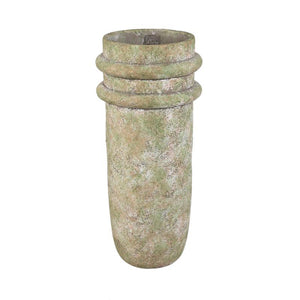 Vase – Doppelte Kante, Zement Material, Runde Form, Grün, M - Almeda | PTMD