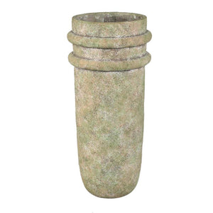 Vase – Double Rim Structure, Tall Form, Green Finish, Cement Material, L – Almeda | PTMD