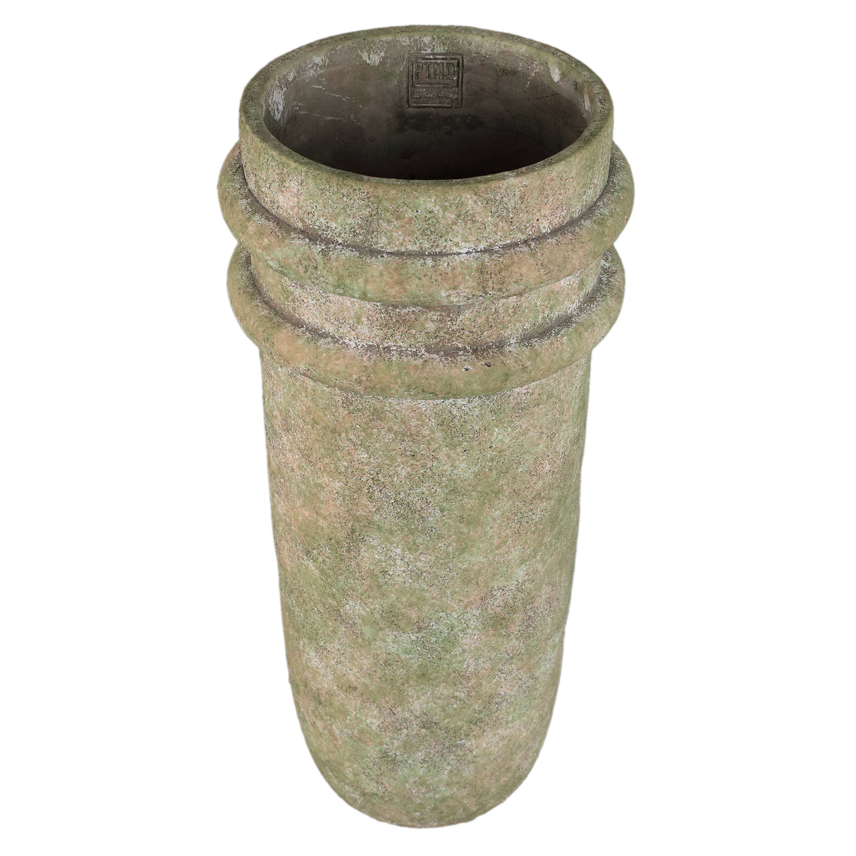 Vase – Doppelte Kante, Zement Material, Runde Form, Grün, M - Almeda | PTMD
