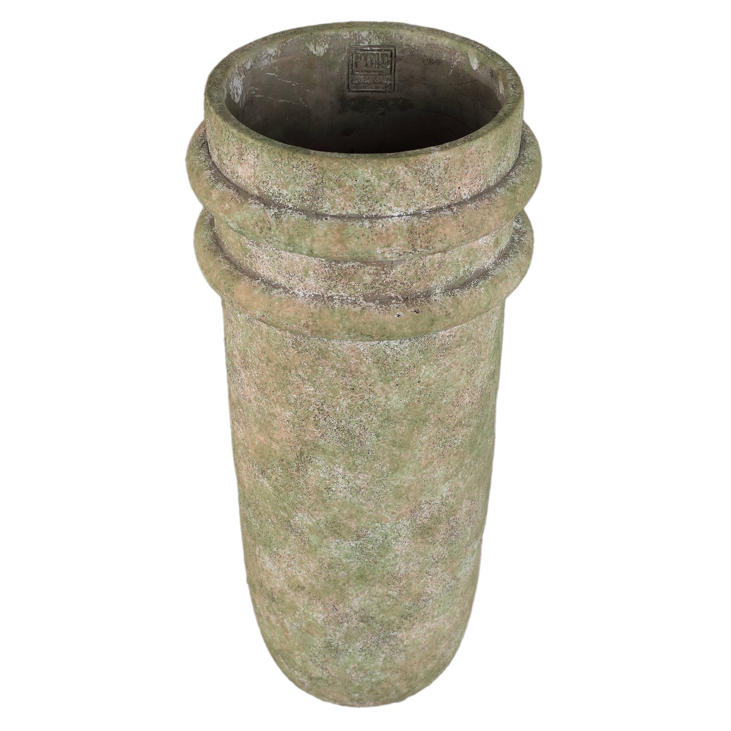 Vase – Double Rim Structure, Tall Form, Green Finish, Cement Material, L – Almeda | PTMD