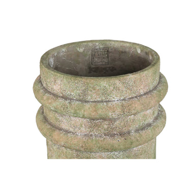 Vase – Doppelte Kante, Zement Material, Runde Form, Grün, M - Almeda | PTMD
