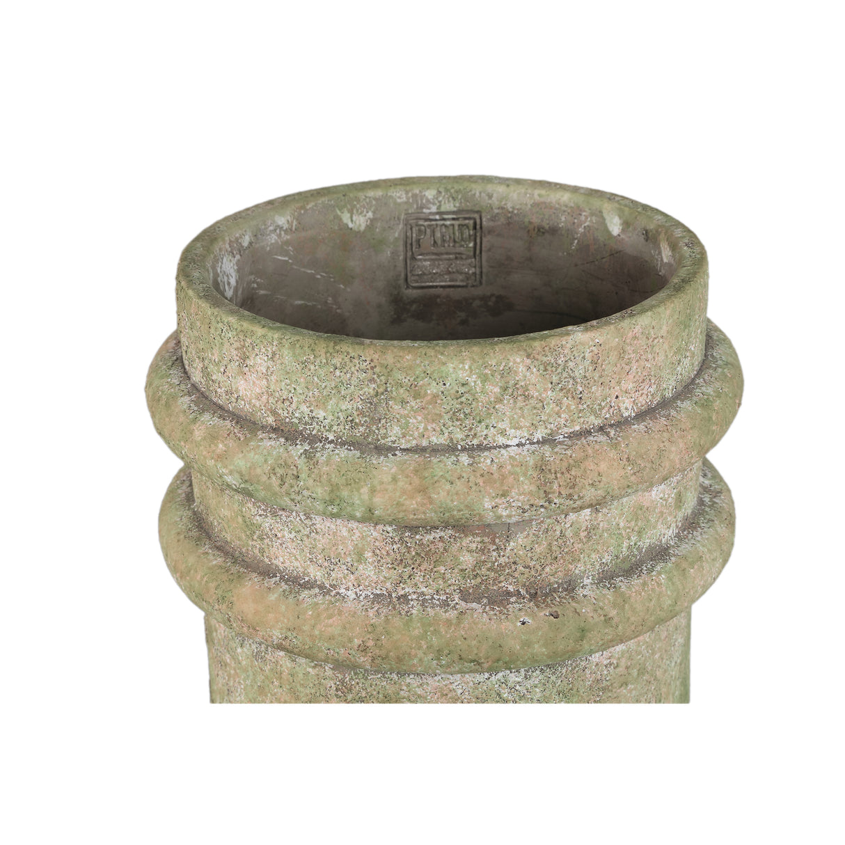 Vase – Doppelte Kante, Zement Material, Runde Form, Grün, M - Almeda | PTMD