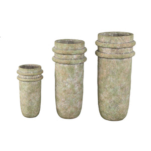 Vase – Double Rim Structure, Tall Form, Green Surface, Cement Material, S – Almeda | PTMD