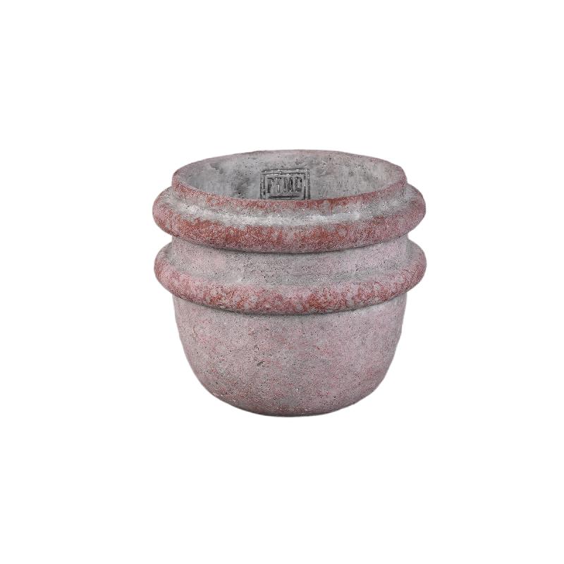 Topf – Doppelte Kante, Zement Material, Runde Form, Rosa, M - Almeda | PTMD