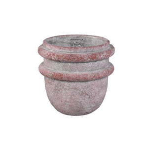 Topf – Doppelte Kante, Zement Material, Runde Form, Rosa, L - Almeda | PTMD