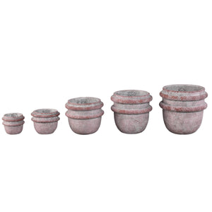 Topf – Doppelte Kante, Zement Material, Runde Form, Rosa, L - Almeda | PTMD