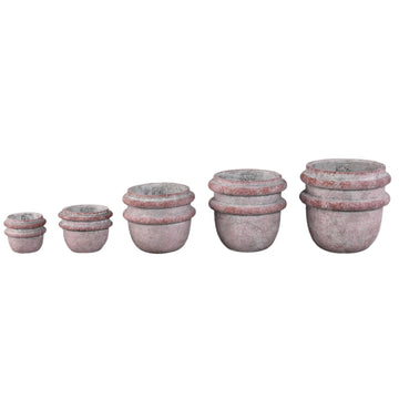 Topf – Doppelte Kante, Zement Material, Runde Form, Rosa, L - Almeda | PTMD