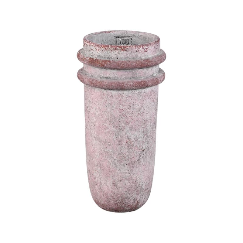Vase – Doppelte Kante, Zement Material, Runde Form, Rosa, S - Almeda | PTMD