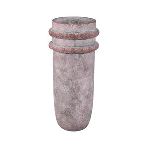 Vase – Doppelte Kante, Zement Material, Runde Form, Rosa, M - Almeda | PTMD