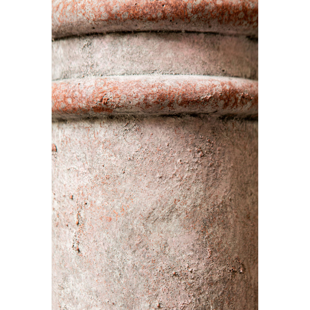 Vase – Doppelte Kante, Zement Material, Runde Form, Rosa, L - Almeda | PTMD