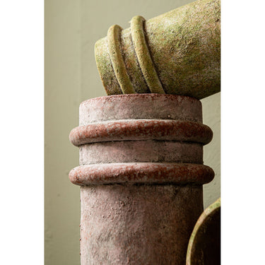 Vase – Doppelte Kante, Zement Material, Runde Form, Rosa, L - Almeda | PTMD