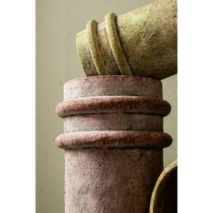 Vase – Doppelte Kante, Zement Material, Runde Form, Rosa, L - Almeda | PTMD