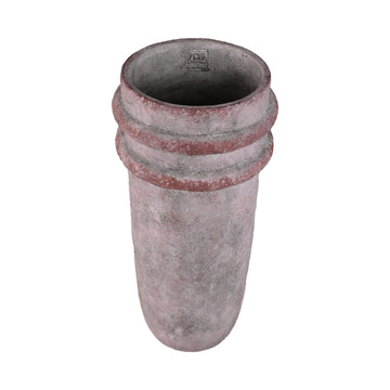 Vase – Doppelte Kante, Zement Material, Runde Form, Rosa, S - Almeda | PTMD