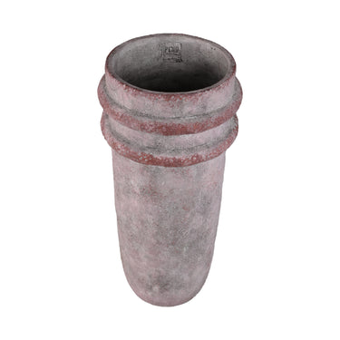 Vase – Doppelte Kante, Zement Material, Runde Form, Rosa, M - Almeda | PTMD