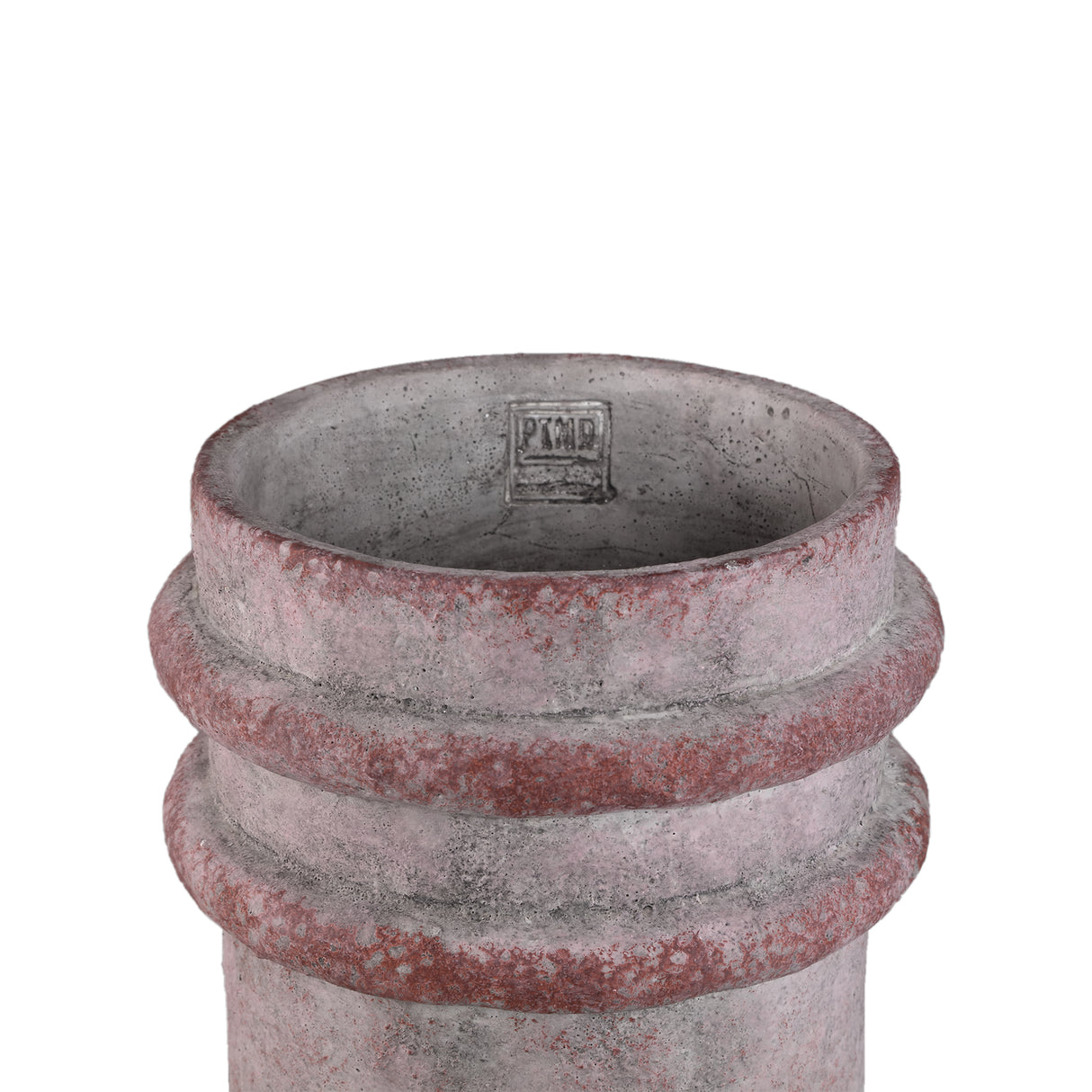 Vase – Doppelte Kante, Zement Material, Runde Form, Rosa, L - Almeda | PTMD