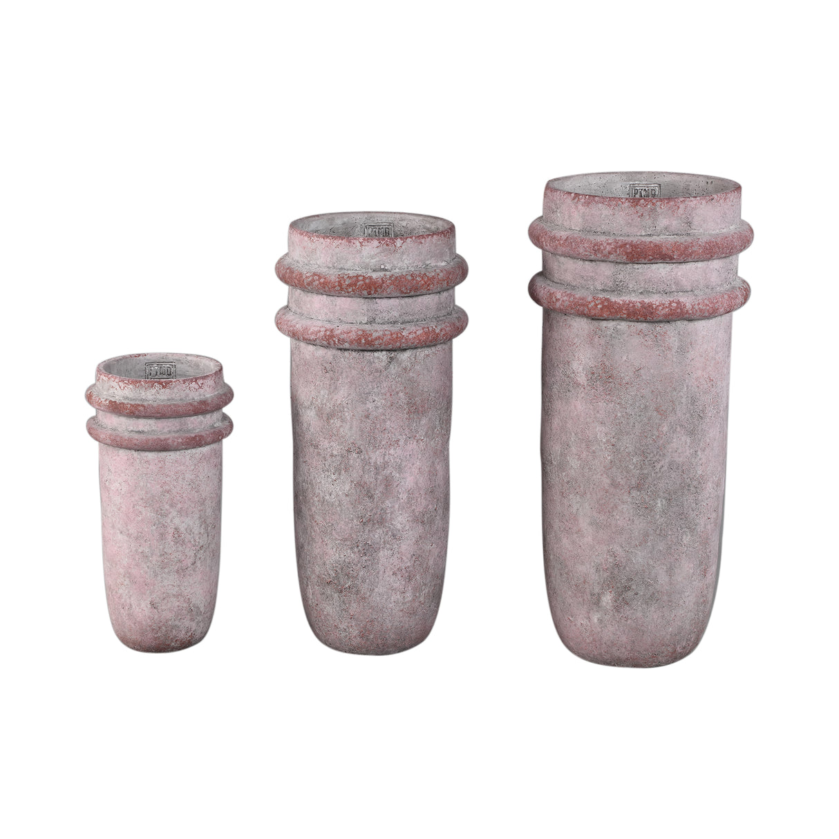 Vase – Doppelte Kante, Zement Material, Runde Form, Rosa, L - Almeda | PTMD