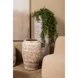 Topf – Raues Design, Runde Form, Keramik Material, Beige, L – Vikki | PTMD