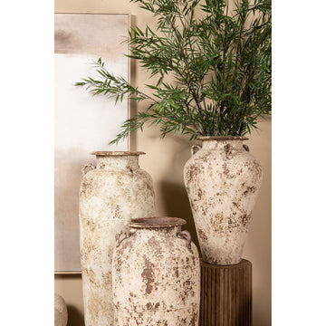 Topf – Keramik Oberfläche, Antikes Design, Creme, L – Robena | PTMD