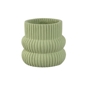Blumentopf – Runde Form, Zement Material, Gerippte Struktur, Mintgrüne Oberfläche, M – Lucas | PTMD