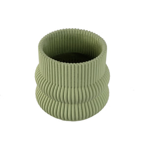 Blumentopf – Runde Form, Zement Material, Gerippte Struktur, Mintgrüne Oberfläche, M – Lucas | PTMD