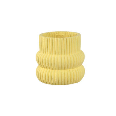 Blumentopf – Runde Form, Zement Material, Gerippte Struktur, Gelbe Oberfläche, M – Lucas | PTMD