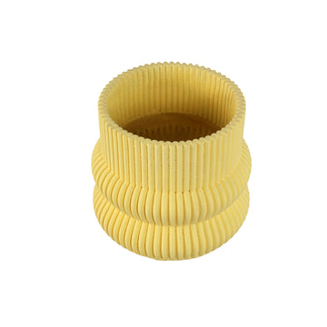 Blumentopf – Runde Form, Zement Material, Gerippte Struktur, Gelbe Oberfläche, L – Lucas | PTMD