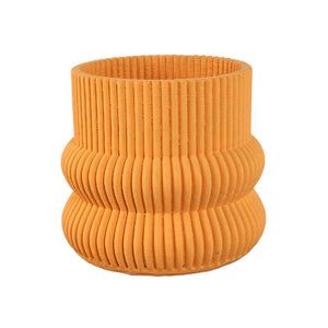 Blumentopf – Runde Form, Zement Material, Gerippte Struktur, Orange Oberfläche, L – Lucas | PTMD