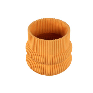 Blumentopf – Runde Form, Zement Material, Gerippte Struktur, Orange Oberfläche, XS – Lucas | PTMD