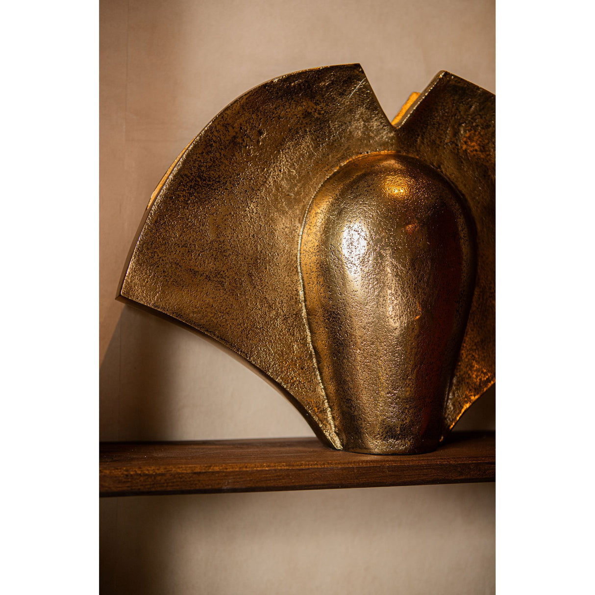 Decorative Pot – Wing Design, Cast Aluminum, Antique Gold Finish, L – Jandell | PTMD