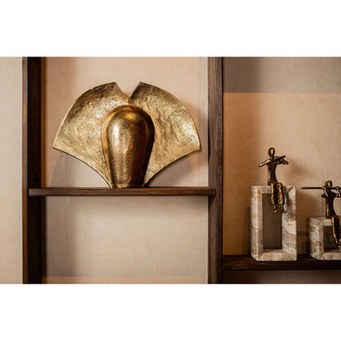Decorative Pot – Wing Design, Cast Aluminum, Antique Gold Finish, L – Jandell | PTMD