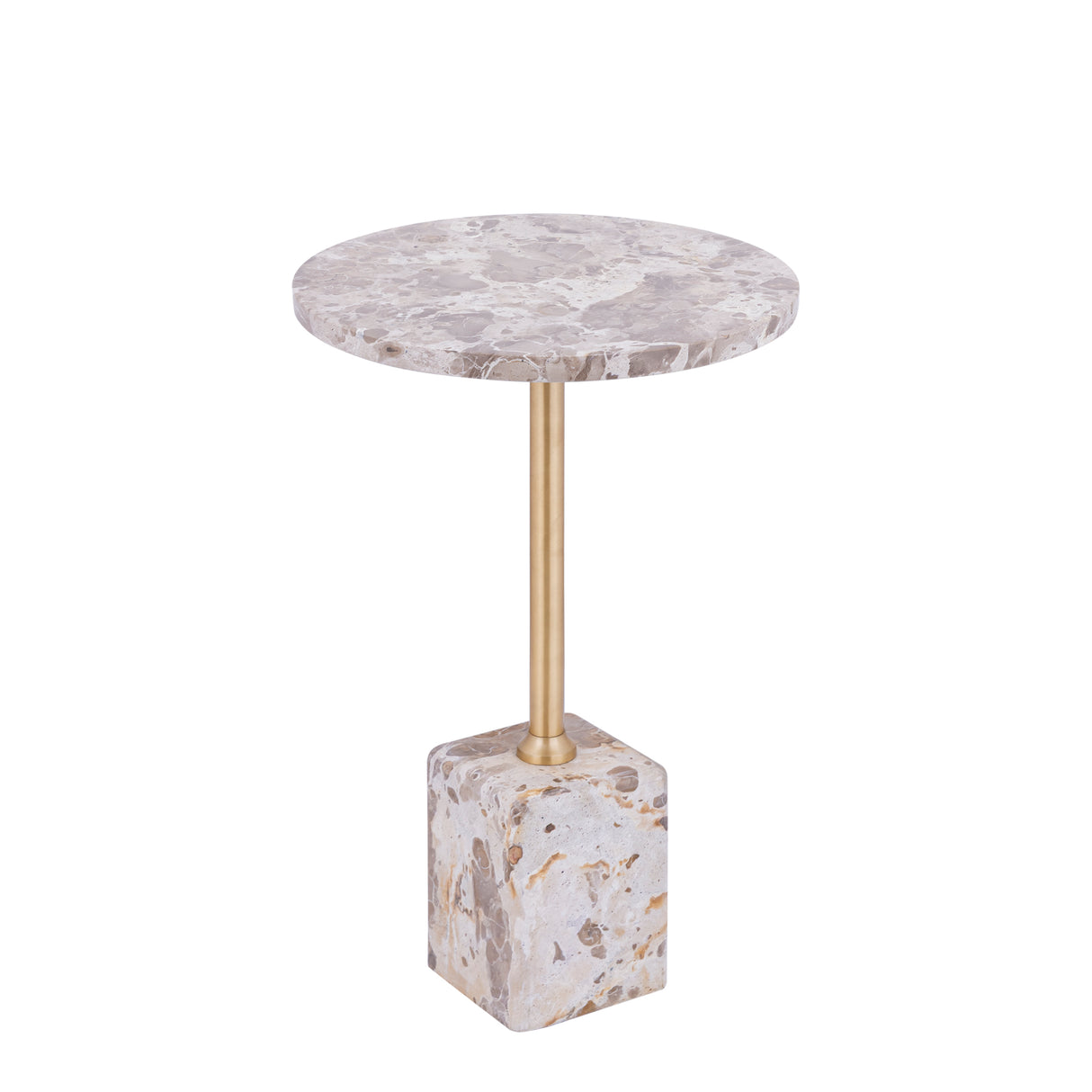 Side table - stone, cast aluminum, handmade, beige, round top, small – Ebe | PTMD