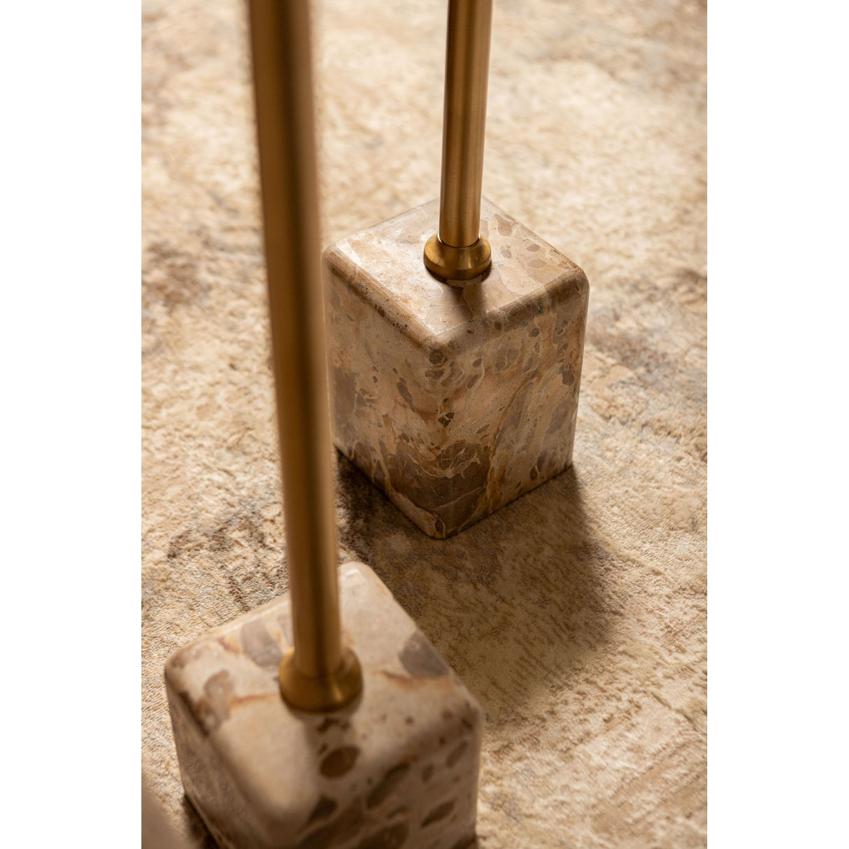 Side table - Marble stone, cast aluminum, handmade, beige, round top, large – Ebe | PTMD