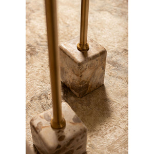 Side table - Marble stone, cast aluminum, handmade, beige, round top, large – Ebe | PTMD