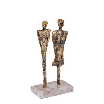 Statue – Paar Design, Aluminium Material, Gold, Marmor Basis – Darriel | PTMD