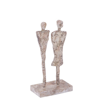 Statue – Paar Design, Aluminium Material, Beige, Marmor Basis – Darriel | PTMD