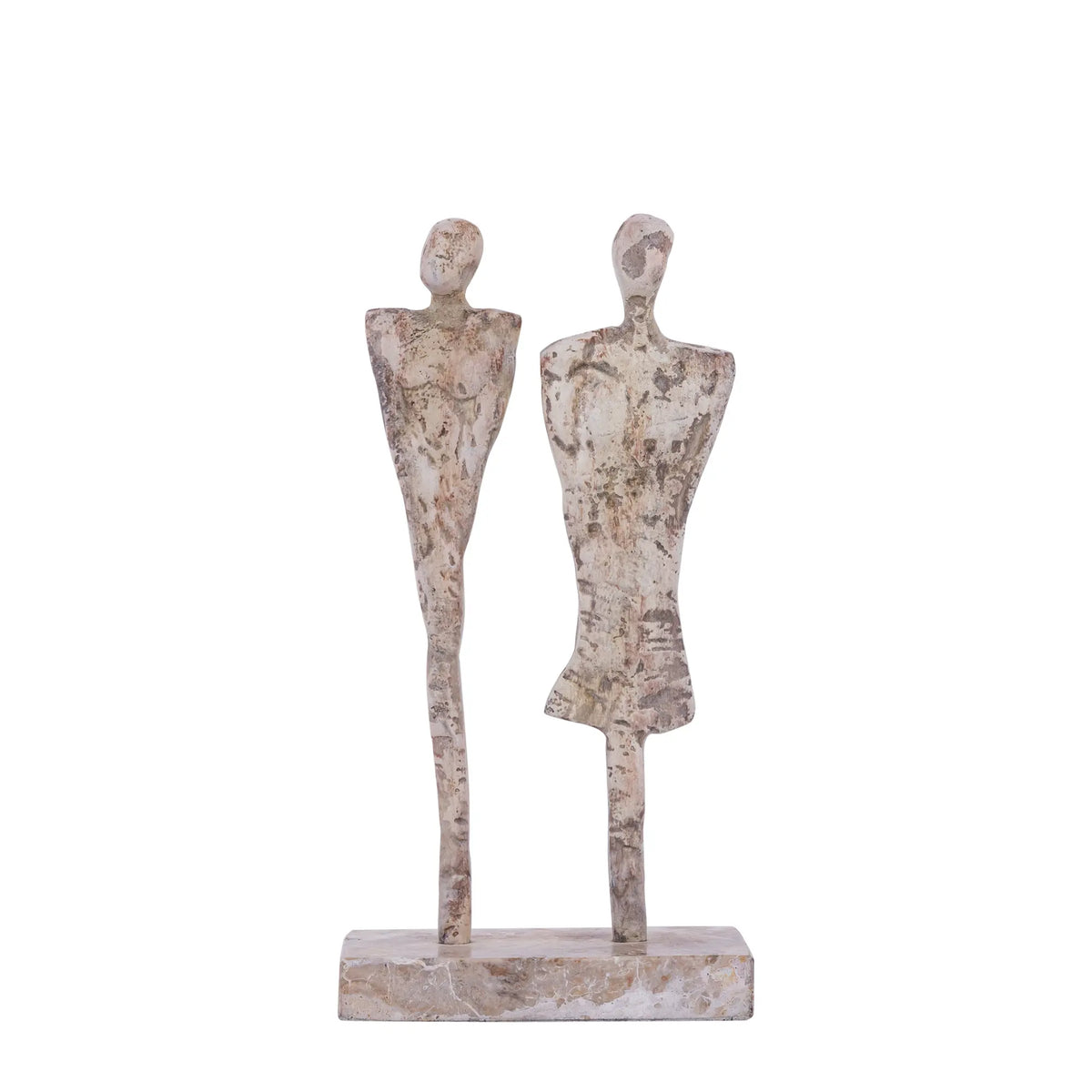 Statue - cast aluminum, handmade, beige, couple motif, marble base - Darriel | PTMD