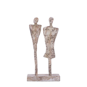 Statue - cast aluminum, handmade, beige, couple motif, marble base - Darriel | PTMD