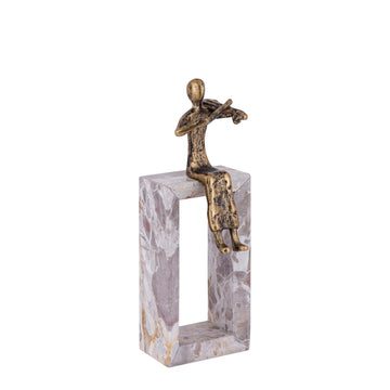 Statue – Geigen Design, Aluminium Material, Gold, Marmor Basis – Aleria | PTMD
