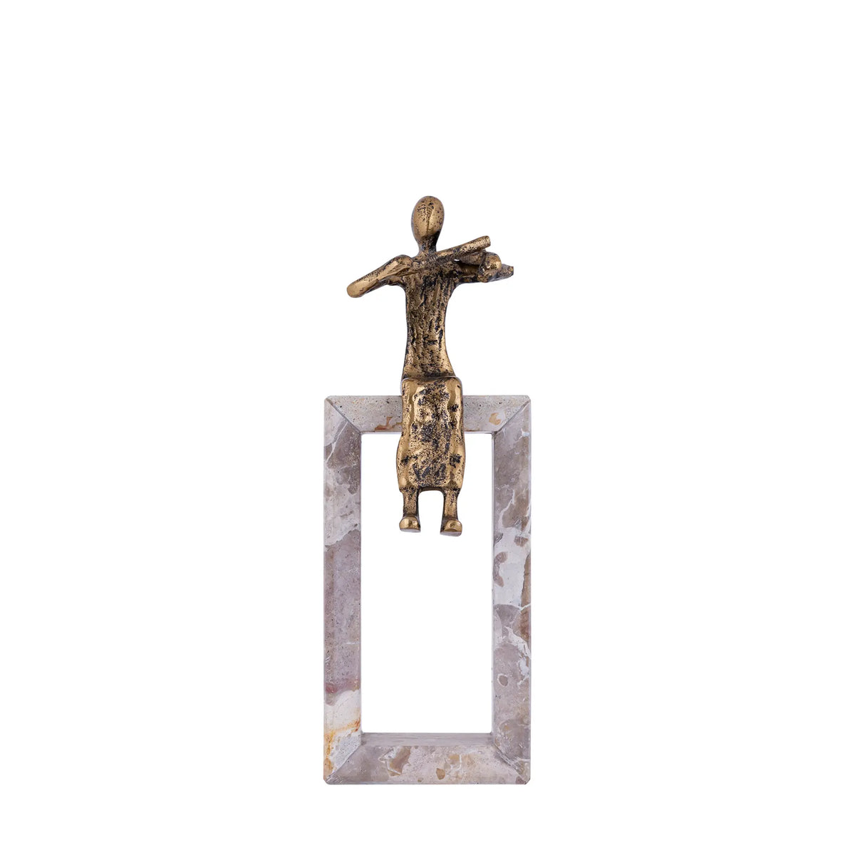 Statue – Geigen Design, Aluminium Material, Gold, Marmor Basis – Aleria | PTMD