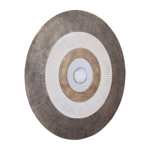 Wandpaneel aus gegossenem Aluminium in Goldoptik mit Steinzentrum, runder Form, L – Jacci | PTMD
